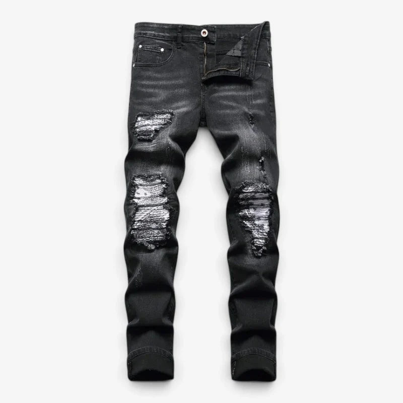 Jeans Men - Slim Fit Distressed Jeans with Ripped Edges