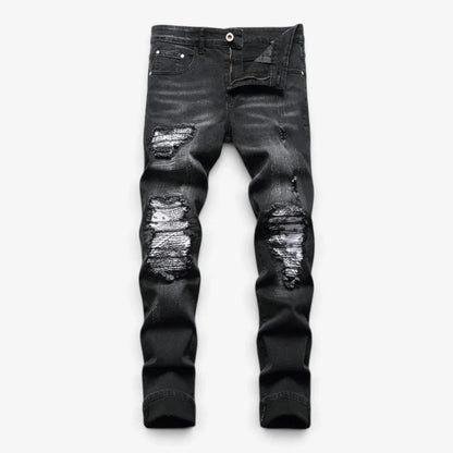 Jeans Men - Slim Fit Distressed Jeans with Ripped Edges
