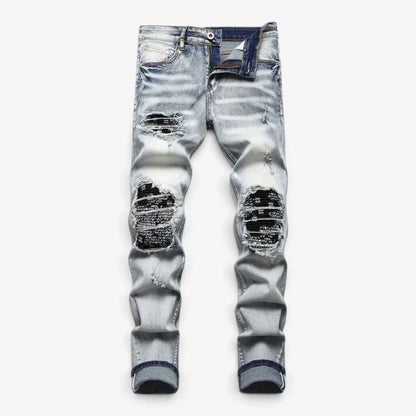 Jeans Men - Slim Fit Distressed Jeans with Ripped Edges