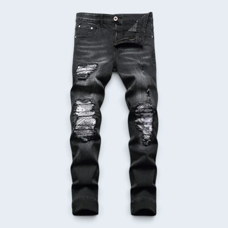 Jeans Men - Slim Fit Distressed Jeans with Ripped Edges