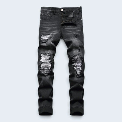 Jeans Men - Slim Fit Distressed Jeans with Ripped Edges
