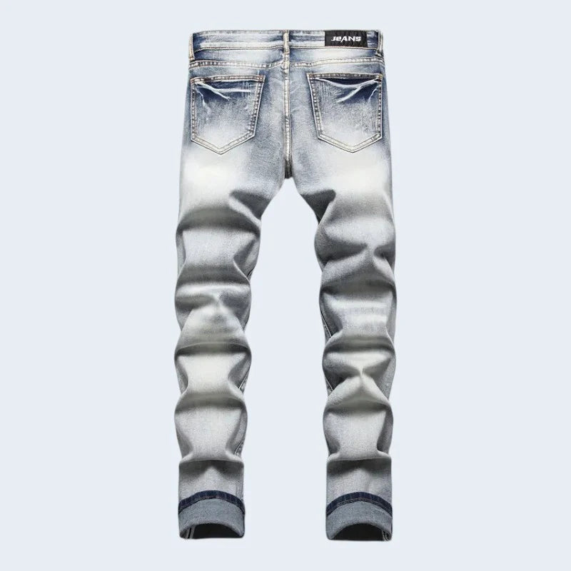 Jeans Men - Slim Fit Distressed Jeans with Ripped Edges