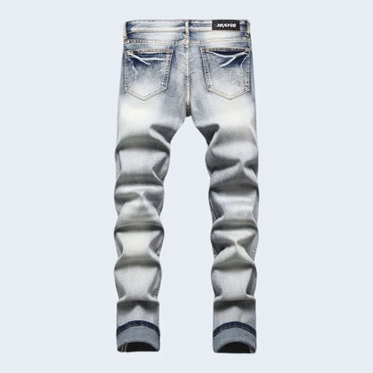 Jeans Men - Slim Fit Distressed Jeans with Ripped Edges