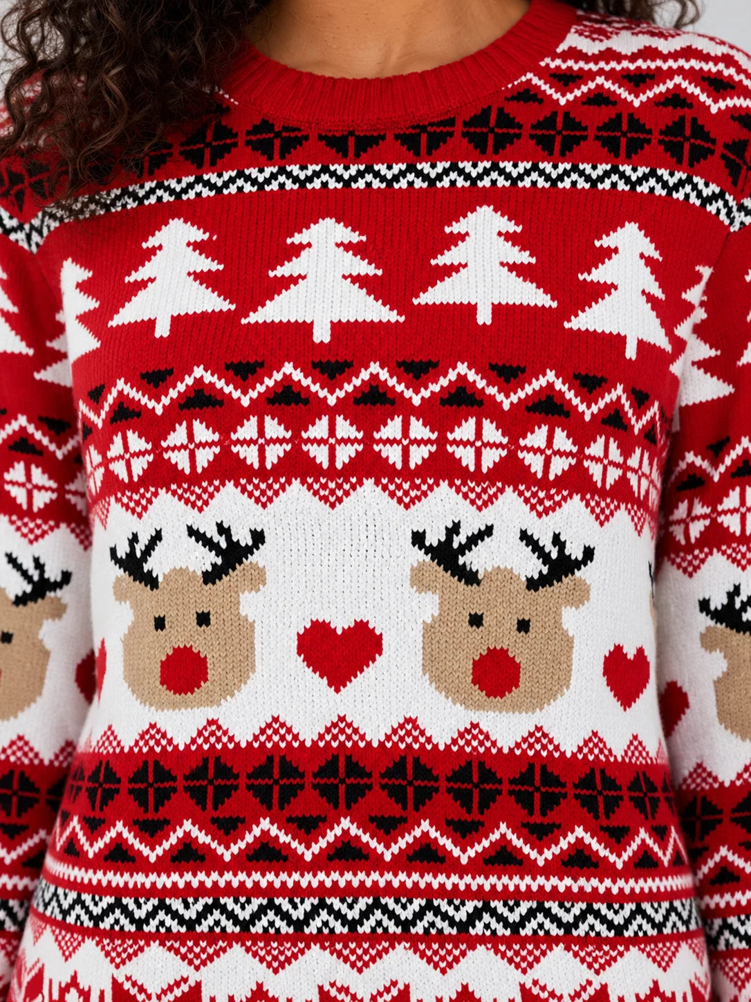 Jumper Women - Red Knitted Christmas Jumper with Reindeer
