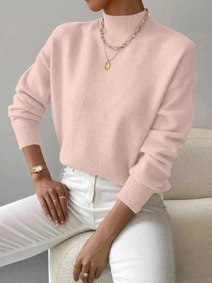 Jumper Women - Ribbed Knit Roll Neck Long Sleeves