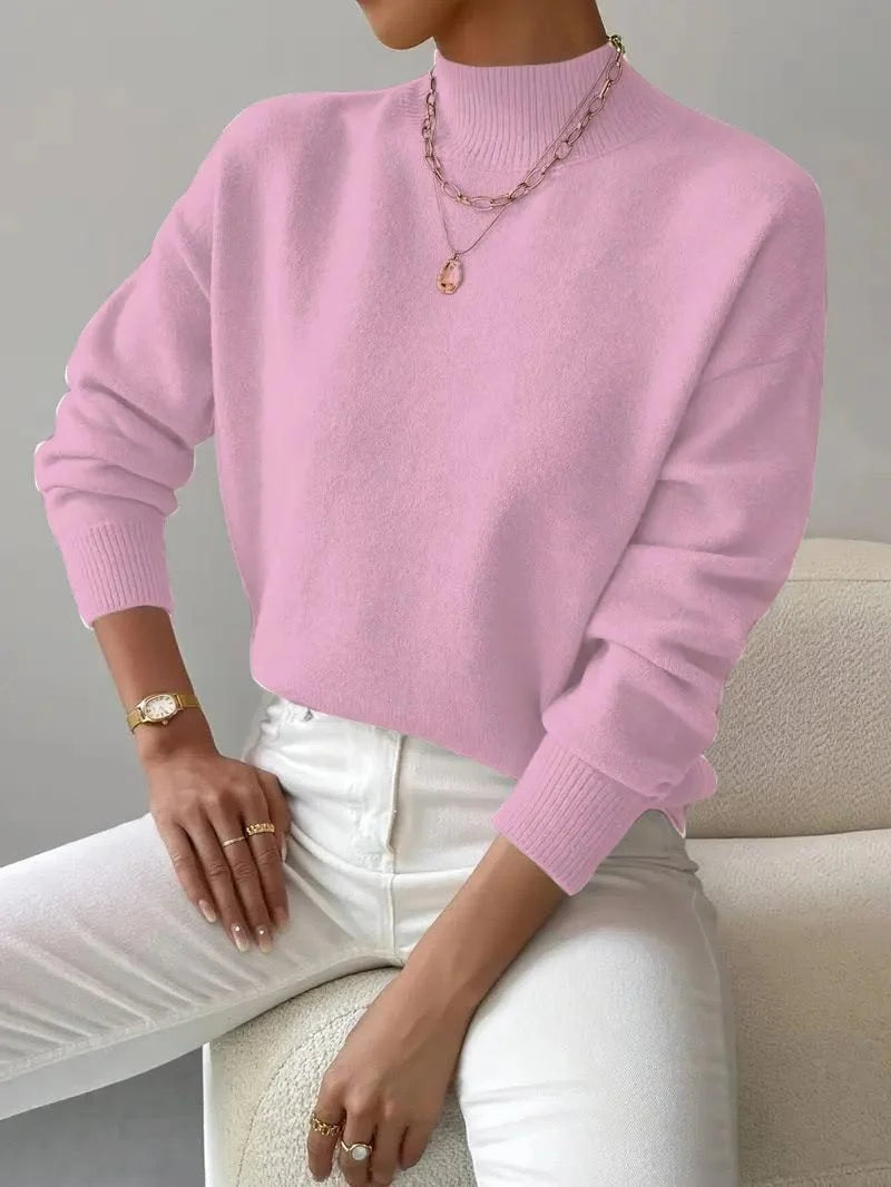 Jumper Women - Ribbed Knit Roll Neck Long Sleeves