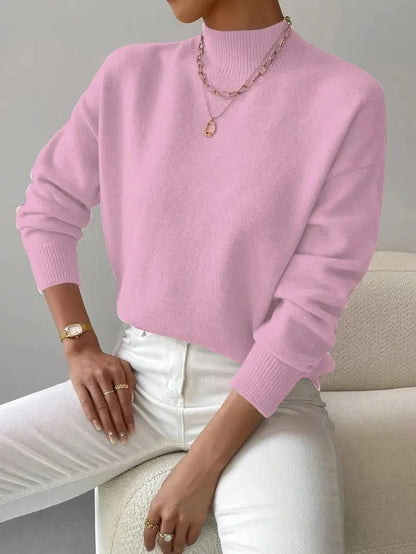 Jumper Women - Ribbed Knit Roll Neck Long Sleeves