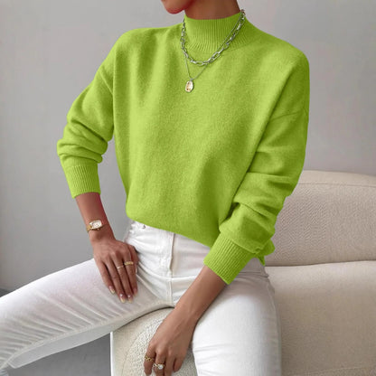 Jumper Women - Ribbed Knit Roll Neck Long Sleeves