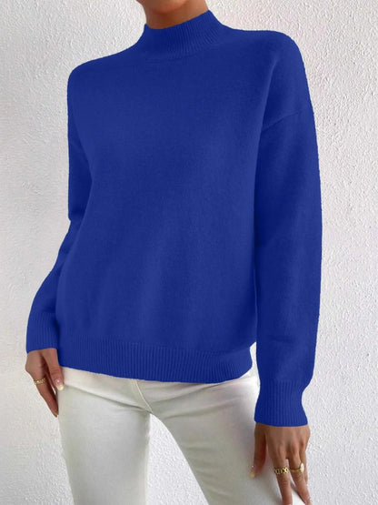 Jumper Women - Ribbed Knit Roll Neck Long Sleeves