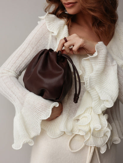 Knit Top Women - Ruffle Trim Knit Top with Scoop Neck and Button Front