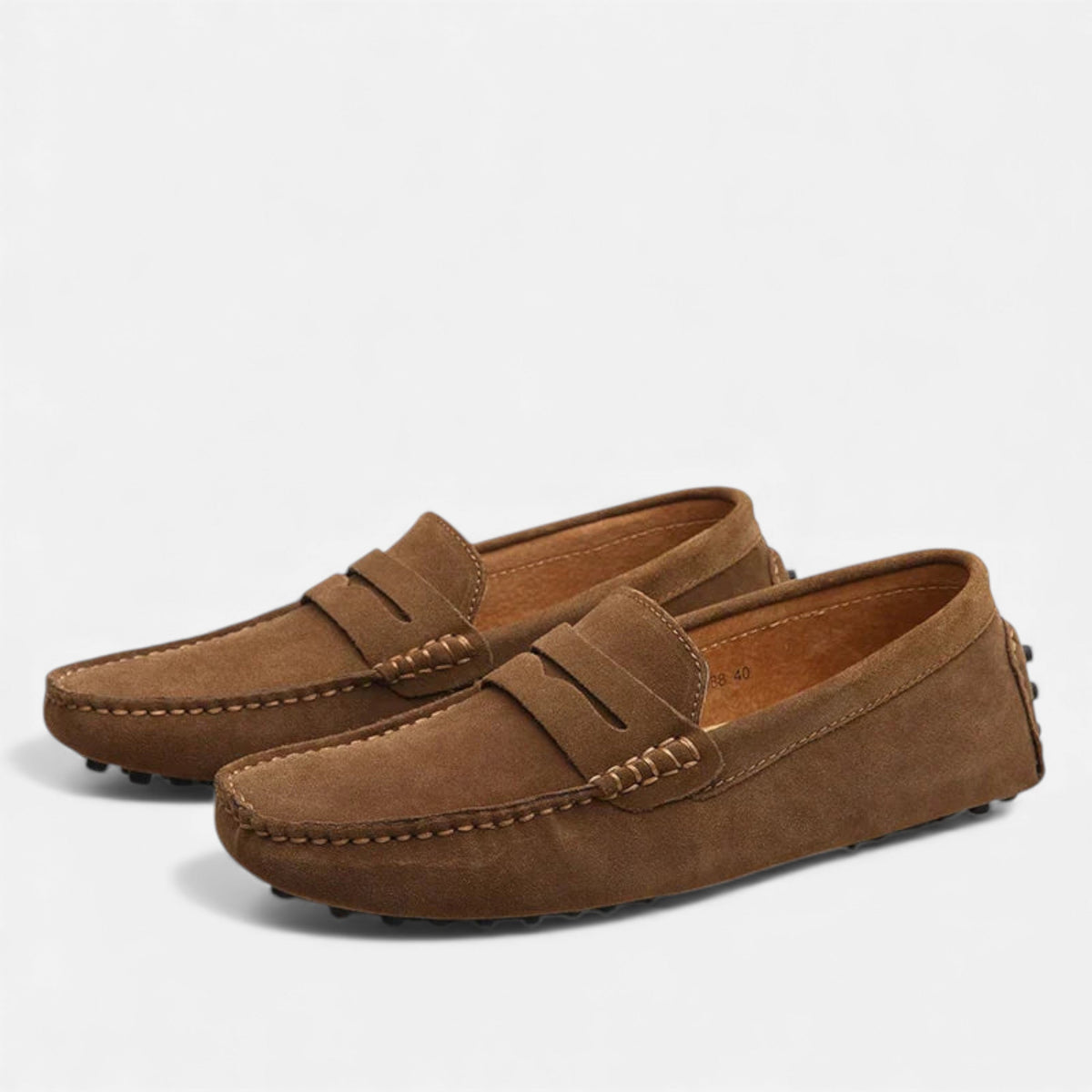 Loafers Men - Driving Loafers with Penny Strap and Pebbled Sole