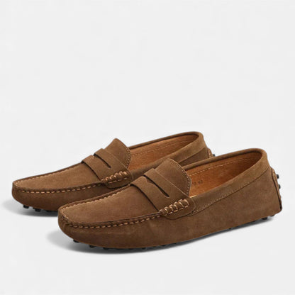 Loafers Men - Driving Loafers with Penny Strap and Pebbled Sole
