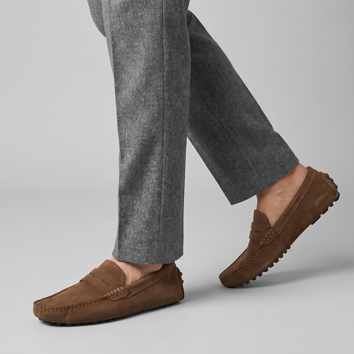 Loafers Men - Driving Loafers with Penny Strap and Pebbled Sole