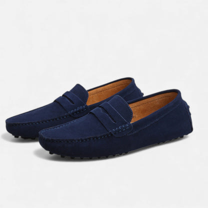 Loafers Men - Driving Loafers with Penny Strap and Pebbled Sole