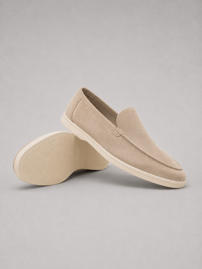 Loafers Men - Slip-On Loafers with Brushed Finish and White Sole