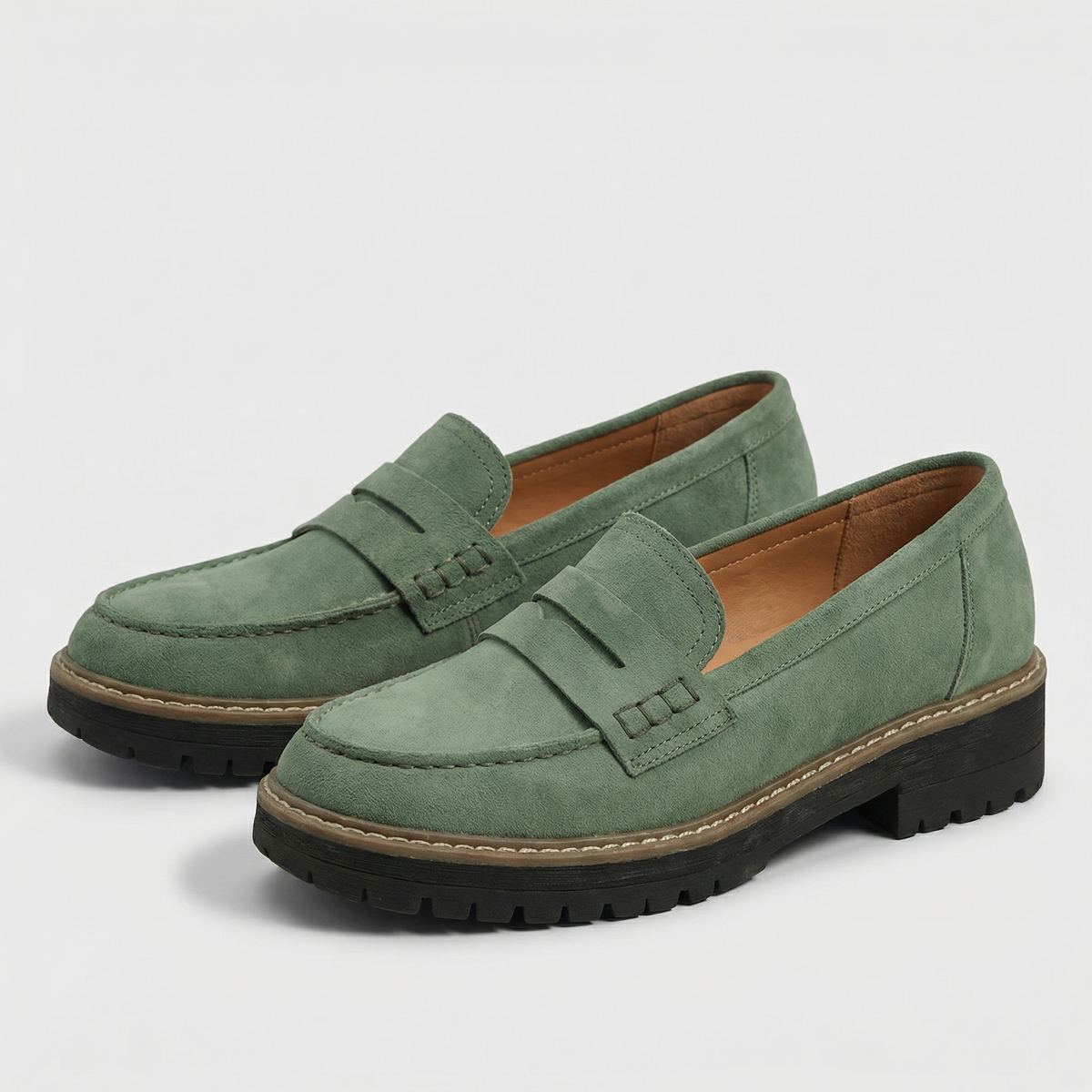 Loafers Women - Penny Loafers with Chunky Cleated Sole