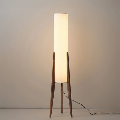Lunara Floor Lamp – walnut wood, fabric shade, brass details