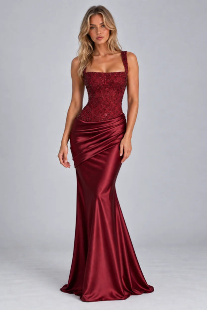 Maxi Dress Women - Embellished Corset Bodice Evening Gown