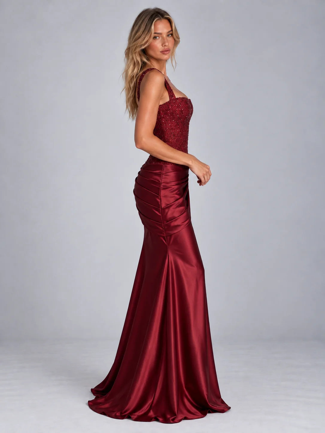 Maxi Dress Women - Embellished Corset Bodice Evening Gown