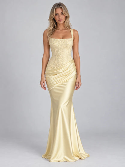 Maxi Dress Women - Embellished Corset Bodice Evening Gown