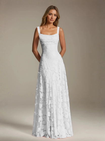 Maxi Dress Women - Floral Lace A-Line Bridesmaid Gown