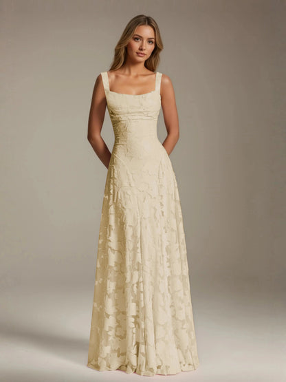 Maxi Dress Women - Floral Lace A-Line Bridesmaid Gown