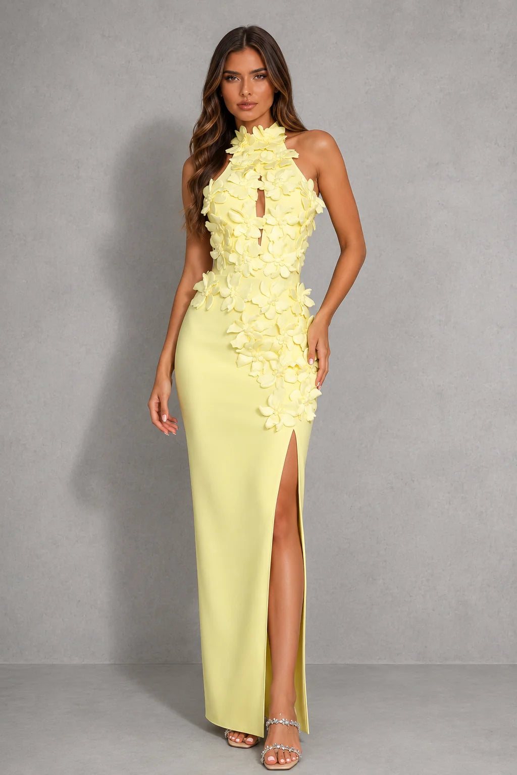 Maxi Dress Women - Halter Floral with Side Split
