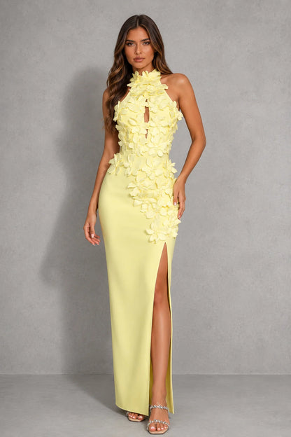 Maxi Dress Women - Halter Floral with Side Split