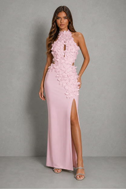 Maxi Dress Women - Halter Floral with Side Split