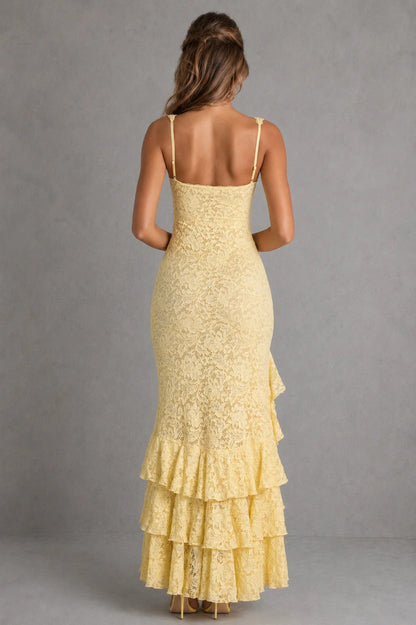 Maxi Dress Women - Lace Evening Dress with High Split
