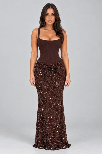 Maxi Dress Women - Sequin Corset Evening Gown