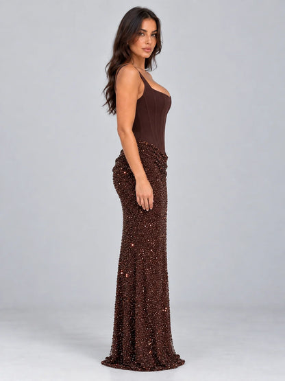 Maxi Dress Women - Sequin Corset Evening Gown