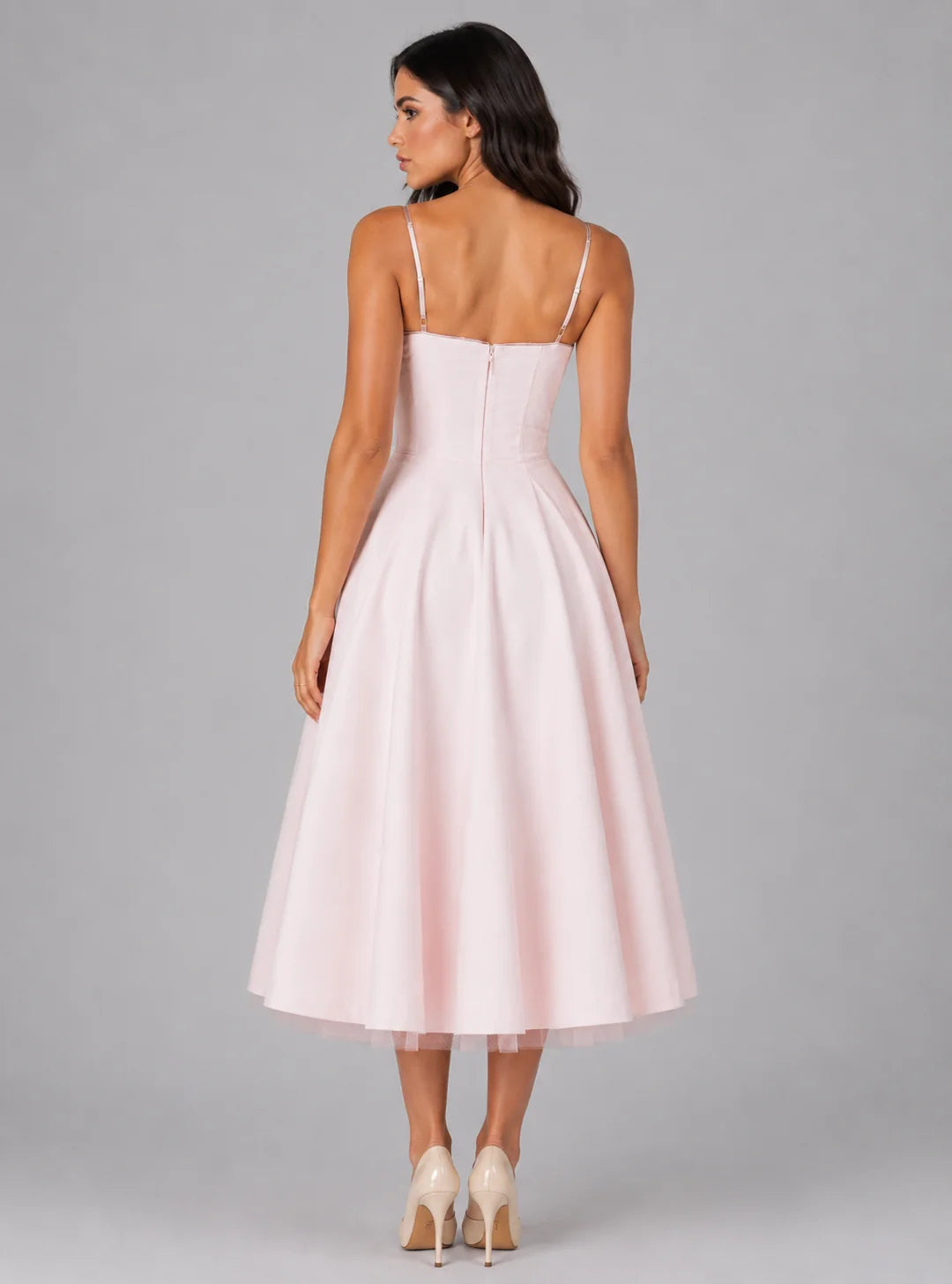 Midi Dress Women - Corset Bodice with Full Skirt