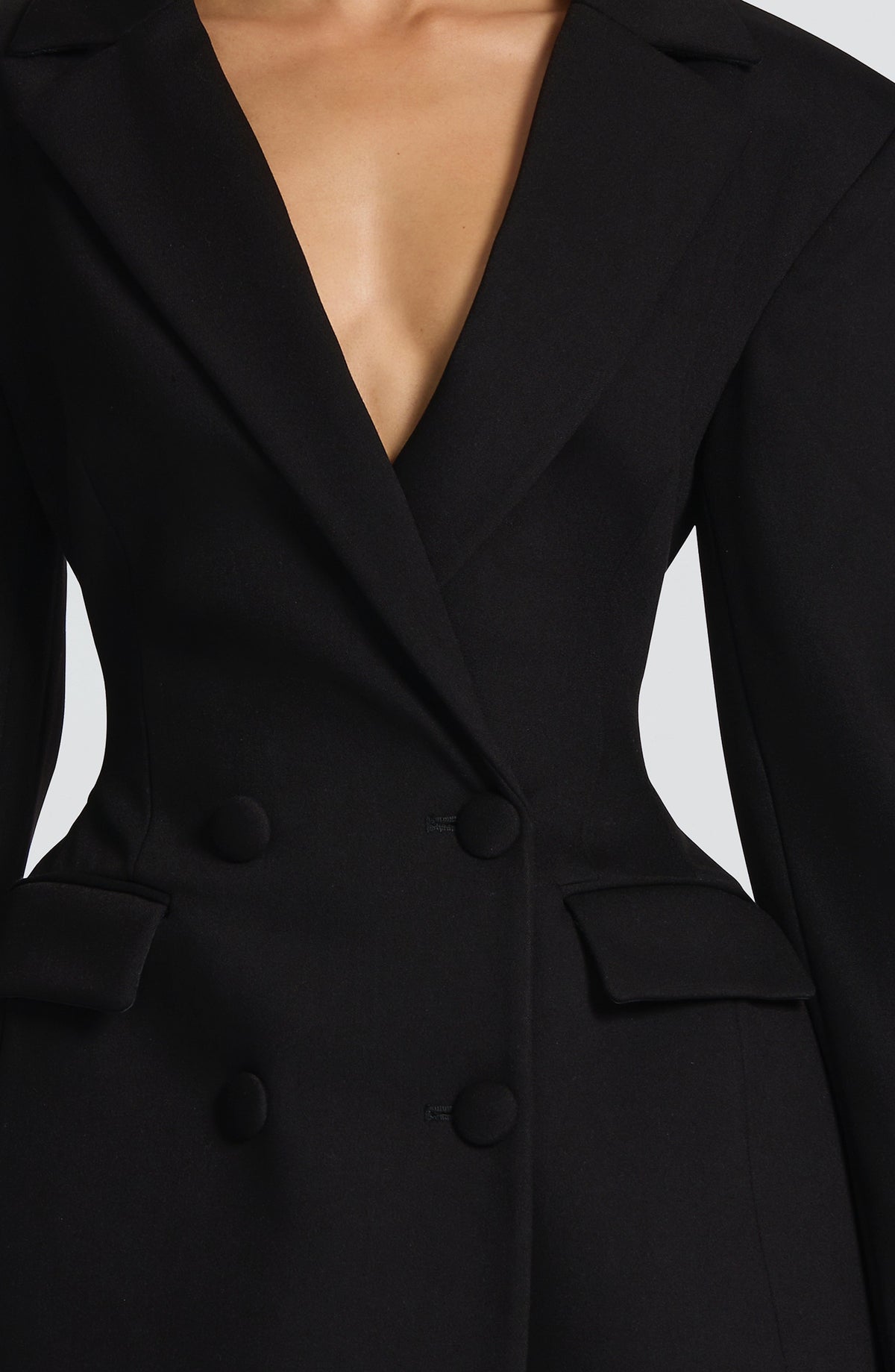 Mini Dress Women - Double Breasted Blazer Dress with Notch Lapels