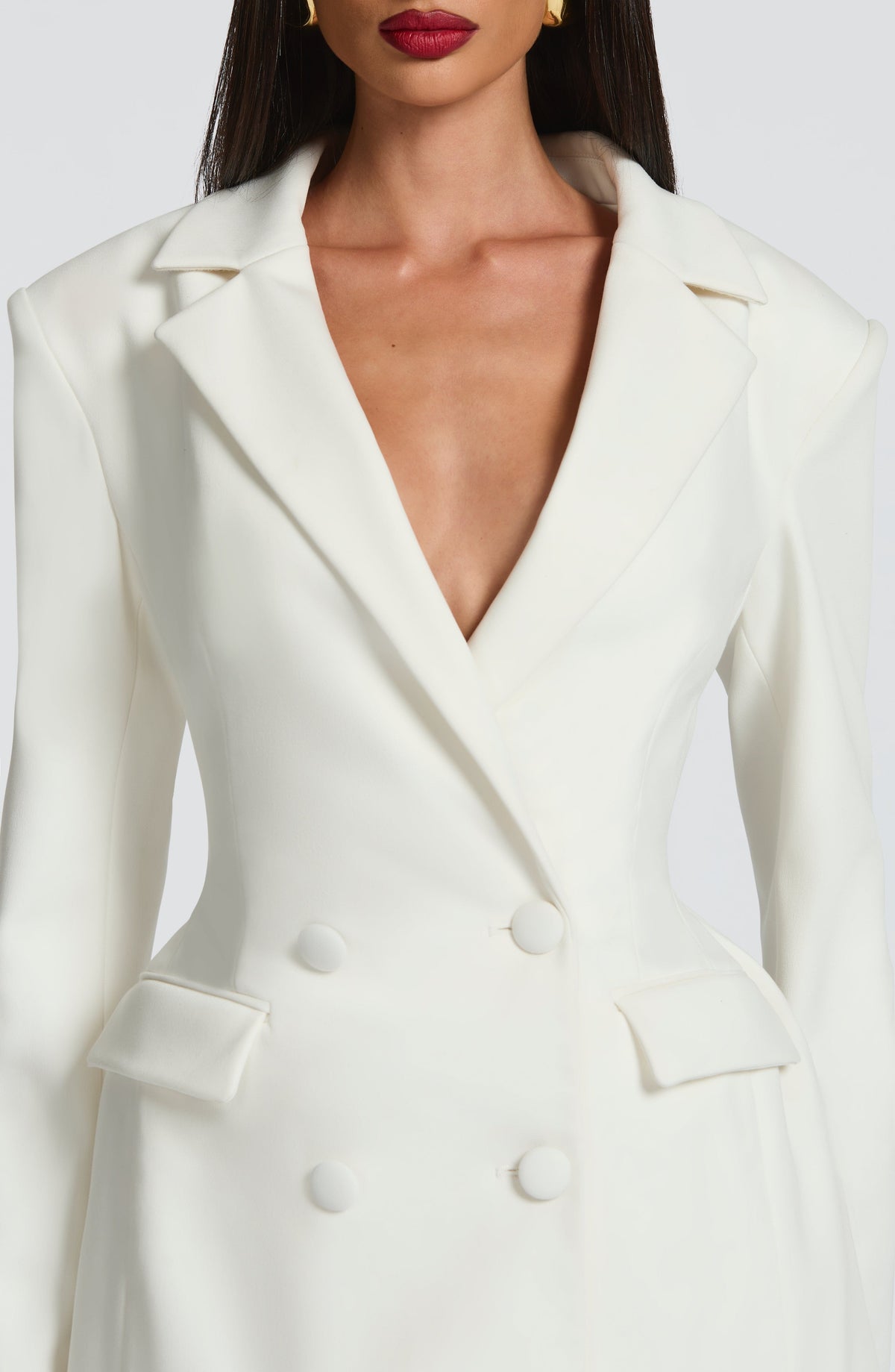 Mini Dress Women - Double Breasted Blazer Dress with Notch Lapels