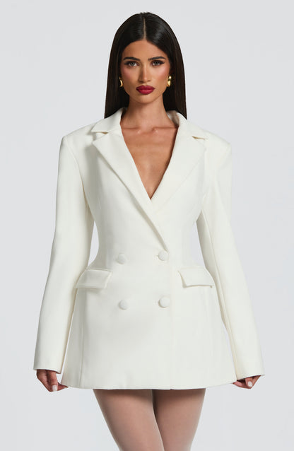 Mini Dress Women - Double Breasted Blazer Dress with Notch Lapels