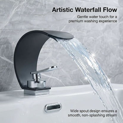 Mirror Waterfall Basin Tap – contemporary, single-hole installation
