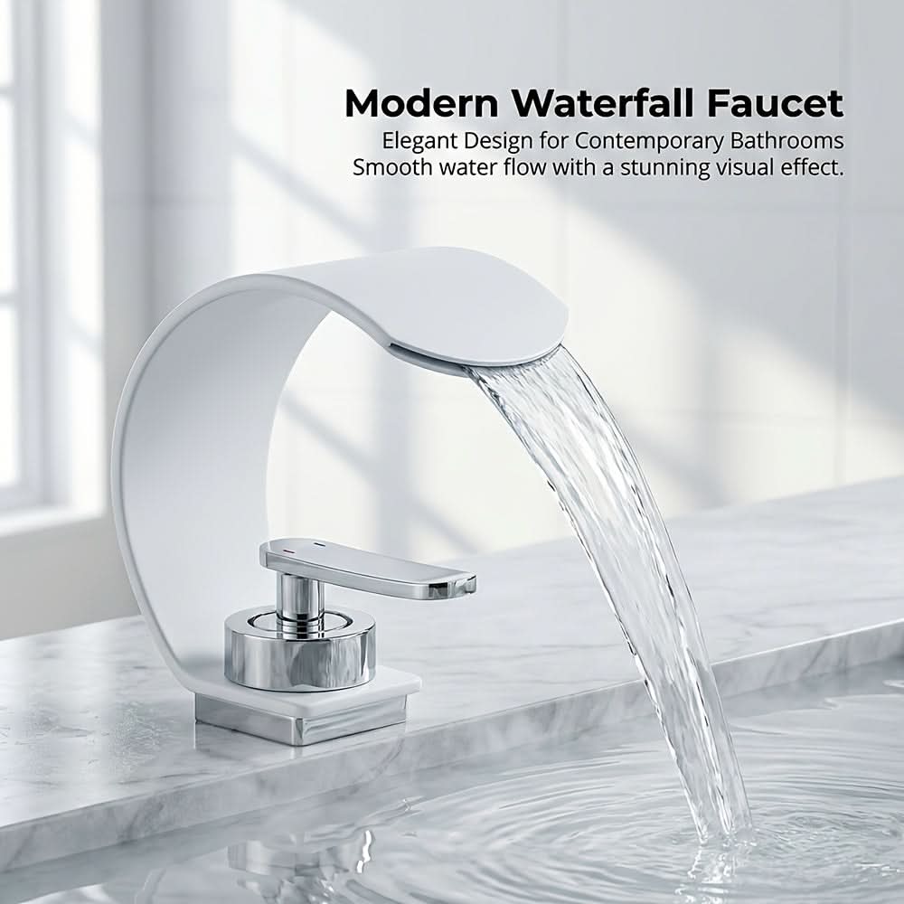 Mirror Waterfall Basin Tap – contemporary, single-hole installation