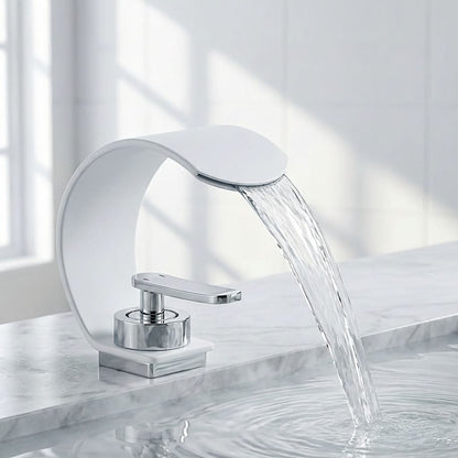 Mirror Waterfall Basin Tap – contemporary, single-hole installation