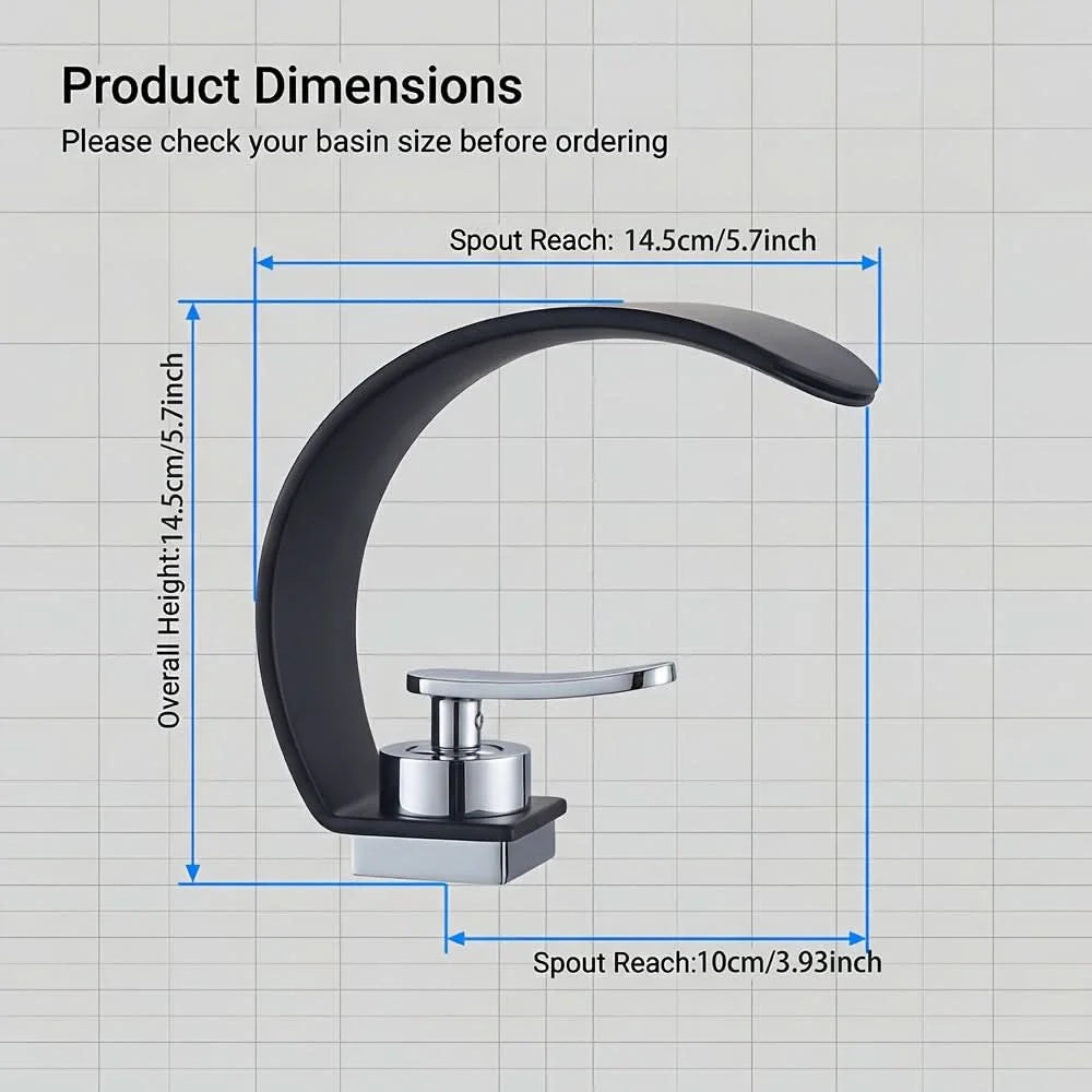 Mirror Waterfall Basin Tap – contemporary, single-hole installation