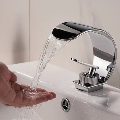 Mirror Waterfall Basin Tap – contemporary, single-hole installation