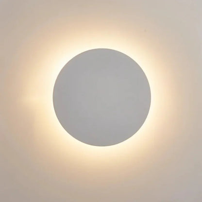 Modern Round Halo Wall Light – backlit glow, warm white, slim profile