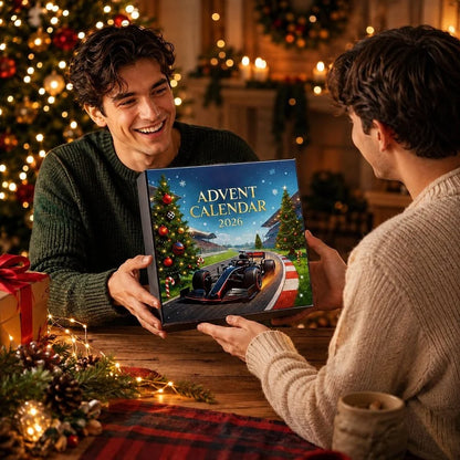 Motorsport Advent Calendar – navy blue, racing theme, 24 surprises