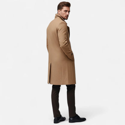 Overcoat Men - Long Double-Breasted Wool Blend