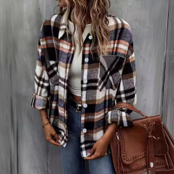 Overshirt Women - Checked Shirt with Chest Pocket
