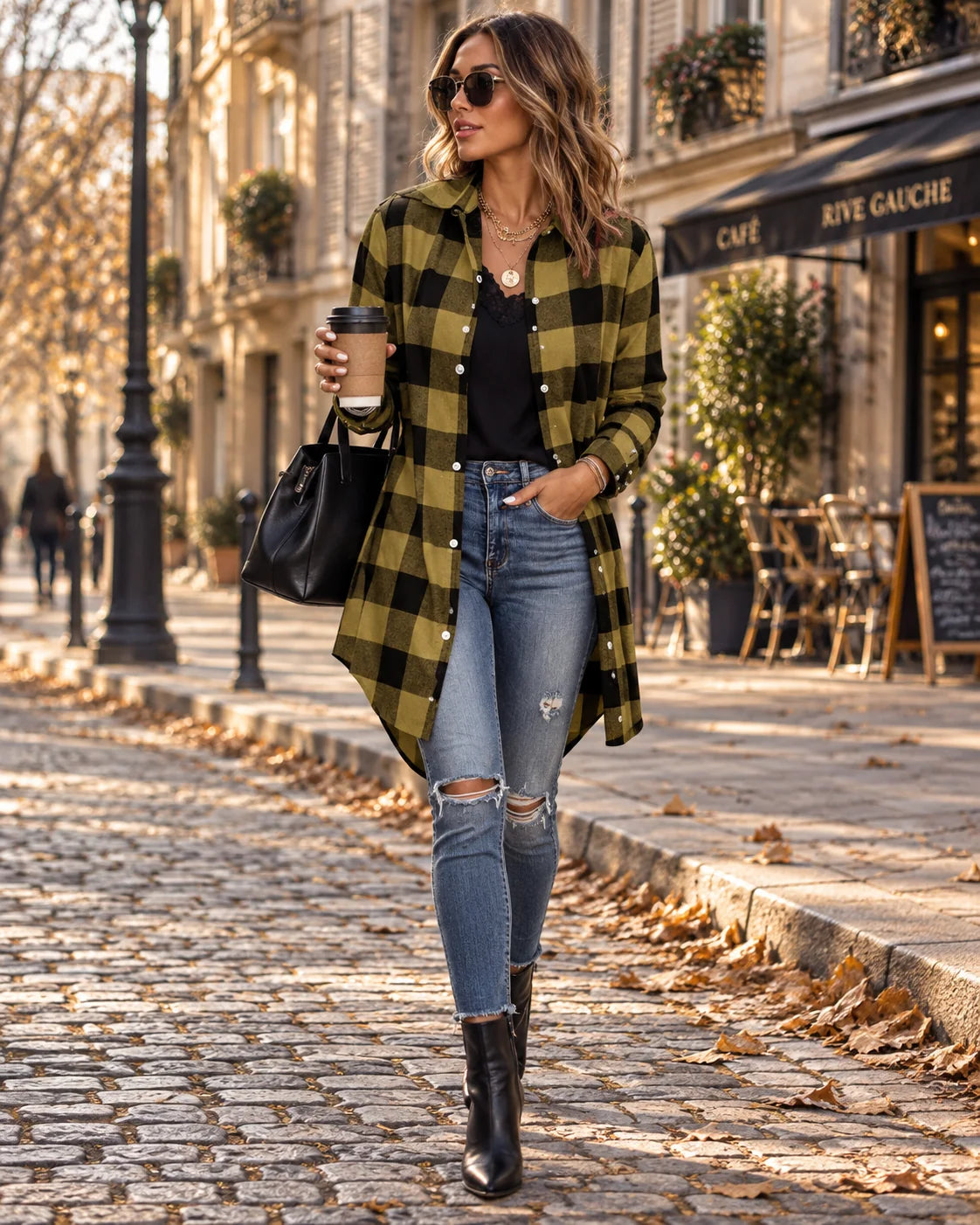 Overshirt Women - Oversized Checked Flannel Overshirt with Buttons