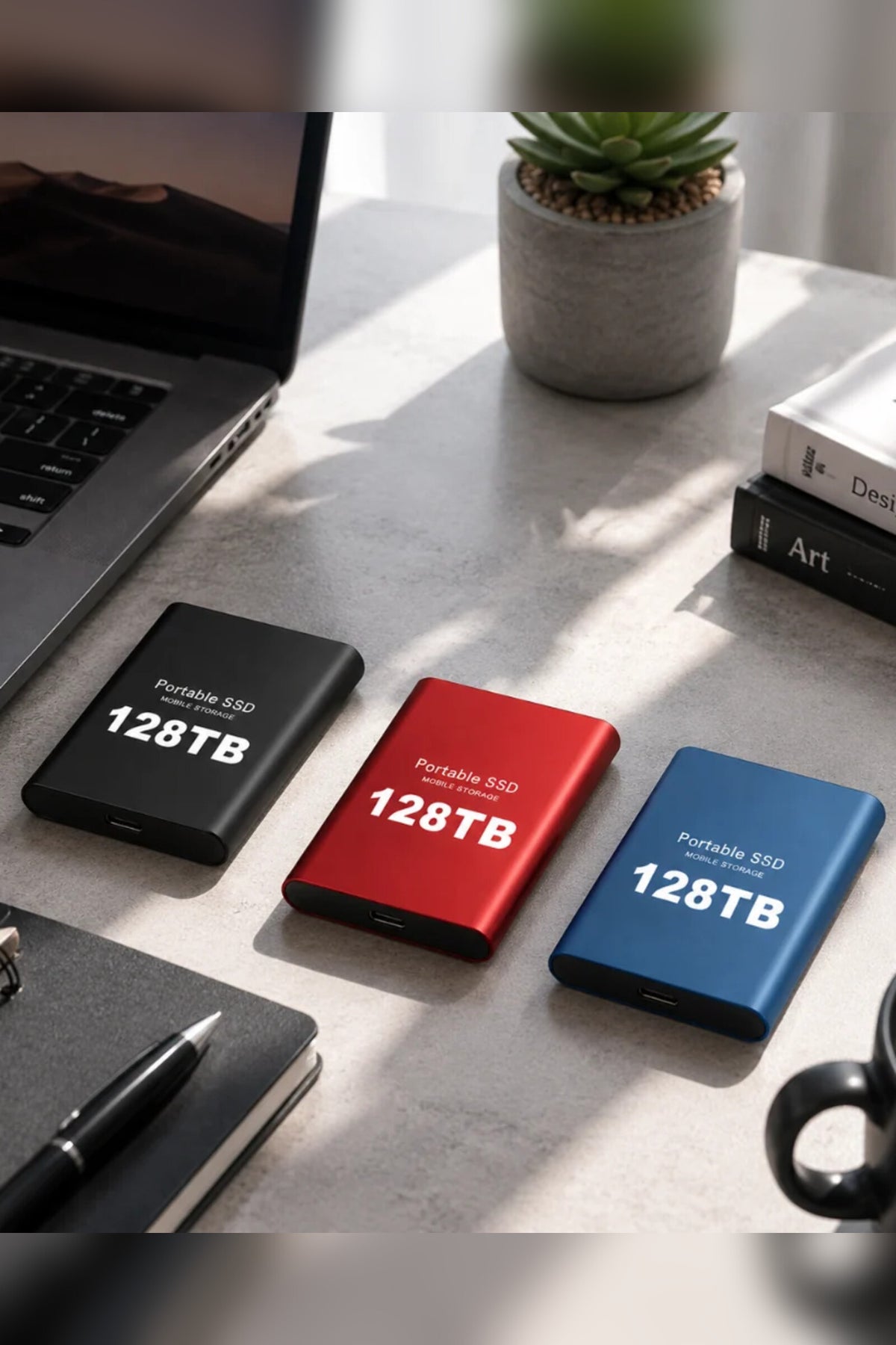 Portable SSD Storage – durable aluminium casing, USB interface, compact design