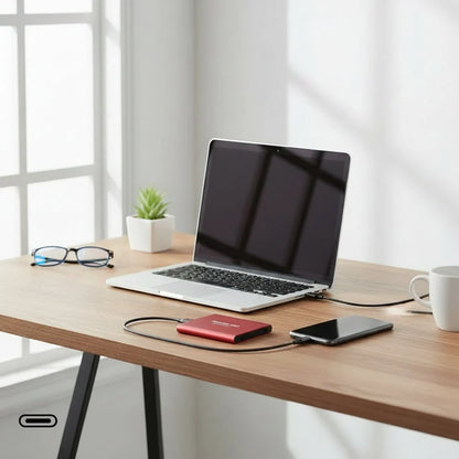 Portable SSD Storage – durable aluminium casing, USB interface, compact design