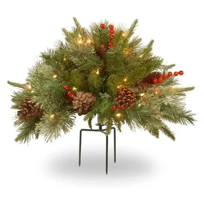 Pre-Lit Evergreen Urn Filler – warm white LED festive display