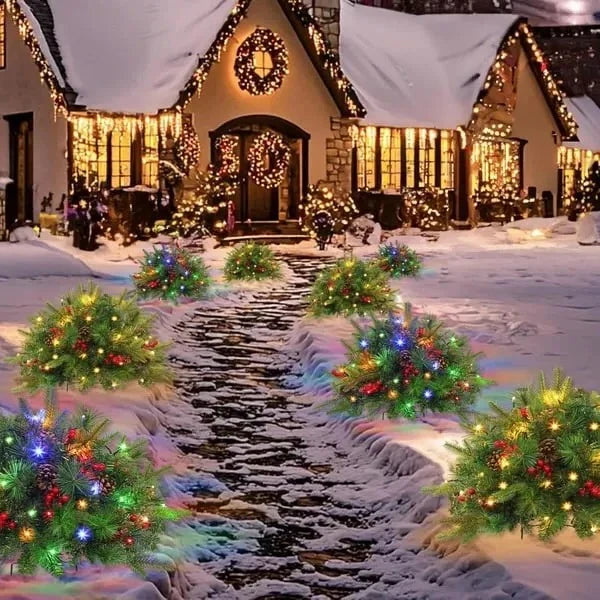 Pre-Lit Evergreen Urn Filler – warm white LED festive display
